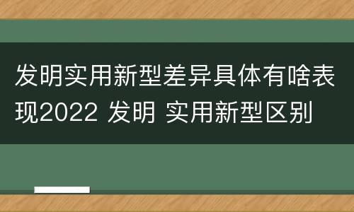 发明实用新型差异具体有啥表现2022 发明 实用新型区别