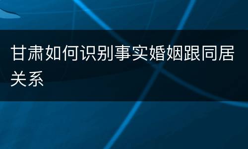 甘肃如何识别事实婚姻跟同居关系