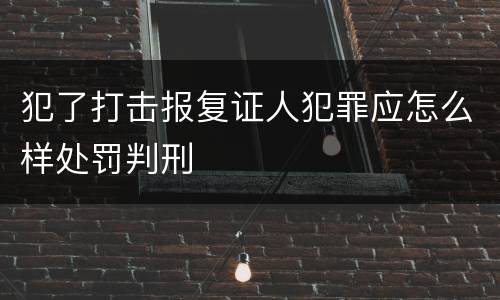 犯了打击报复证人犯罪应怎么样处罚判刑