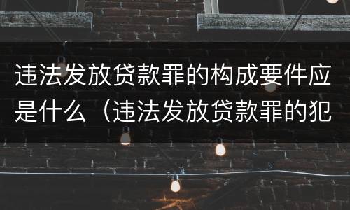违法发放贷款罪的构成要件应是什么（违法发放贷款罪的犯罪构成）