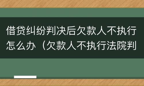 借贷纠纷判决后欠款人不执行怎么办（欠款人不执行法院判决怎么办）