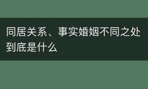 同居关系、事实婚姻不同之处到底是什么