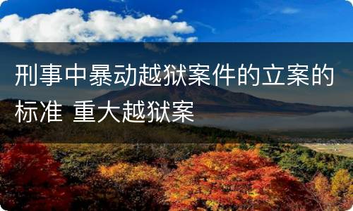 刑事中暴动越狱案件的立案的标准 重大越狱案