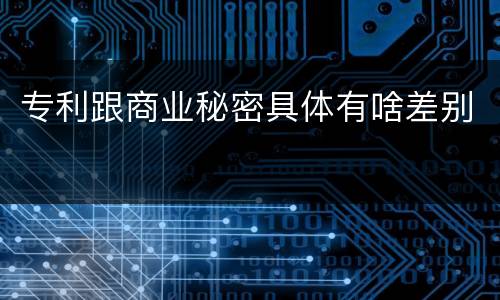 专利跟商业秘密具体有啥差别