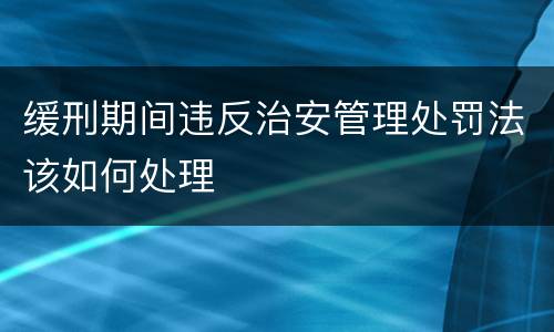 缓刑期间违反治安管理处罚法该如何处理