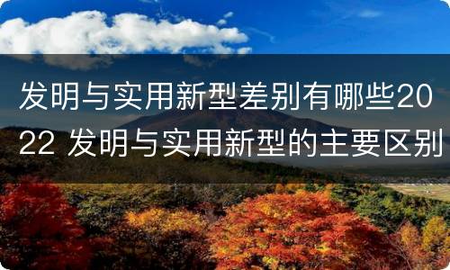 发明与实用新型差别有哪些2022 发明与实用新型的主要区别