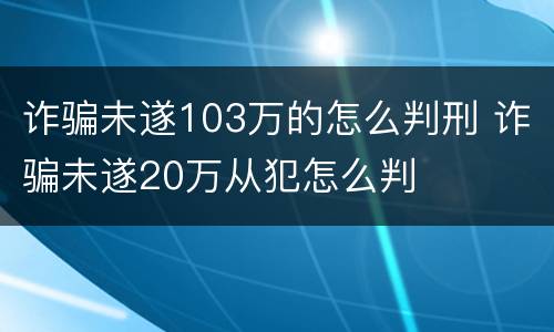 诈骗未遂103万的怎么判刑 诈骗未遂20万从犯怎么判