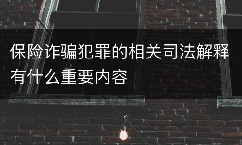 保险诈骗犯罪的相关司法解释有什么重要内容