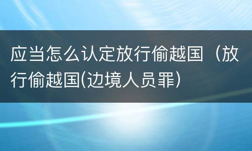 应当怎么认定放行偷越国（放行偷越国(边境人员罪）