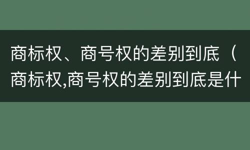 商标权、商号权的差别到底（商标权,商号权的差别到底是什么）