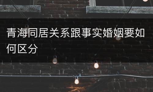 青海同居关系跟事实婚姻要如何区分