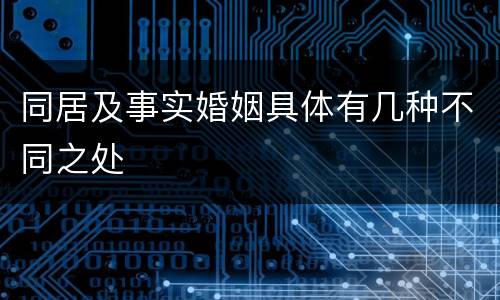 同居及事实婚姻具体有几种不同之处