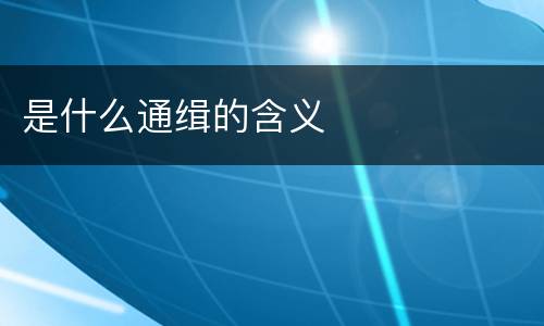 是什么通缉的含义