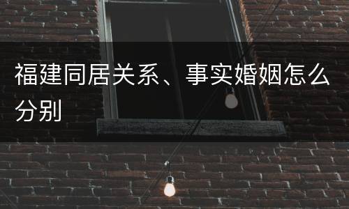 福建同居关系、事实婚姻怎么分别