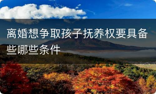 离婚想争取孩子抚养权要具备些哪些条件
