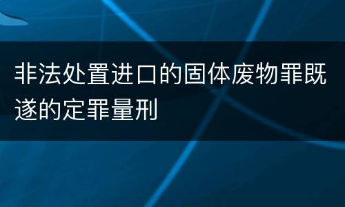 非法处置进口的固体废物罪既遂的定罪量刑