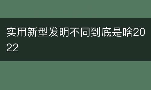 实用新型发明不同到底是啥2022