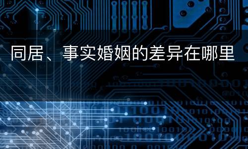 同居、事实婚姻的差异在哪里