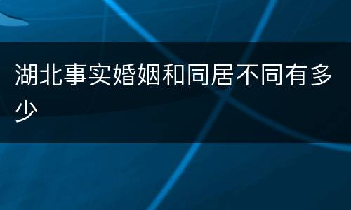 湖北事实婚姻和同居不同有多少