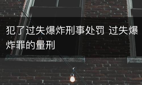 犯了过失爆炸刑事处罚 过失爆炸罪的量刑