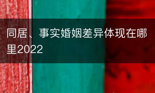 同居、事实婚姻差异体现在哪里2022