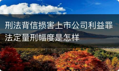 刑法背信损害上市公司利益罪法定量刑幅度是怎样