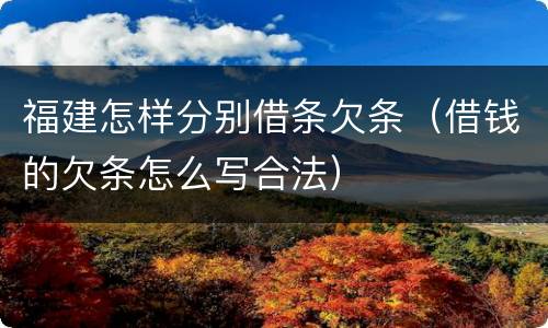 福建怎样分别借条欠条（借钱的欠条怎么写合法）