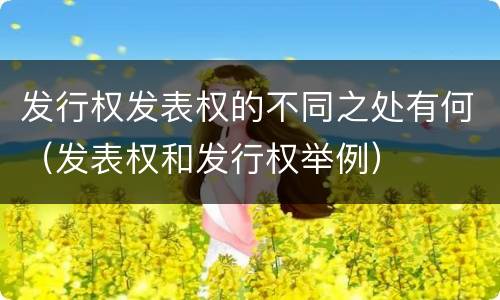 发行权发表权的不同之处有何（发表权和发行权举例）