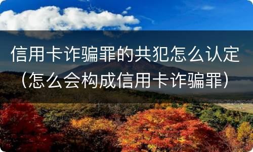 信用卡诈骗罪的共犯怎么认定（怎么会构成信用卡诈骗罪）