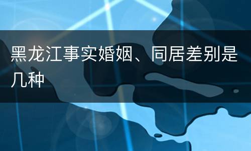 黑龙江事实婚姻、同居差别是几种