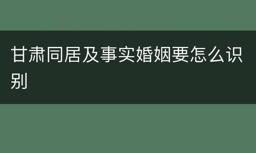 甘肃同居及事实婚姻要怎么识别
