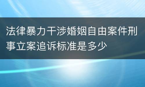 法律暴力干涉婚姻自由案件刑事立案追诉标准是多少