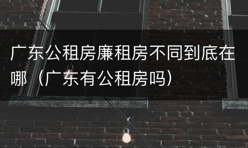 广东公租房廉租房不同到底在哪（广东有公租房吗）