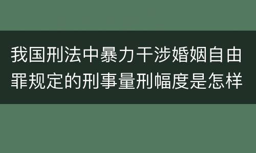 我国刑法中暴力干涉婚姻自由罪规定的刑事量刑幅度是怎样的
