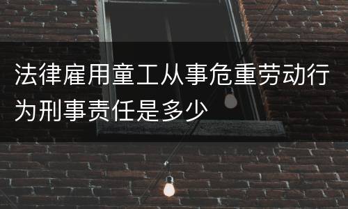 法律雇用童工从事危重劳动行为刑事责任是多少