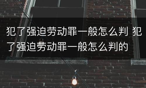 犯了强迫劳动罪一般怎么判 犯了强迫劳动罪一般怎么判的