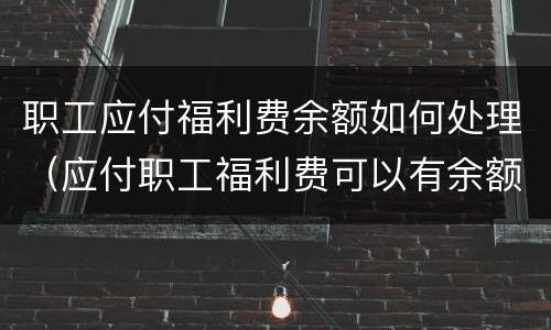 职工应付福利费余额如何处理（应付职工福利费可以有余额吗）
