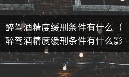 醉驾酒精度缓刑条件有什么（醉驾酒精度缓刑条件有什么影响）