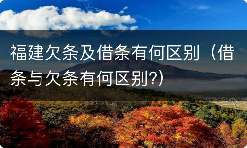 福建欠条及借条有何区别（借条与欠条有何区别?）