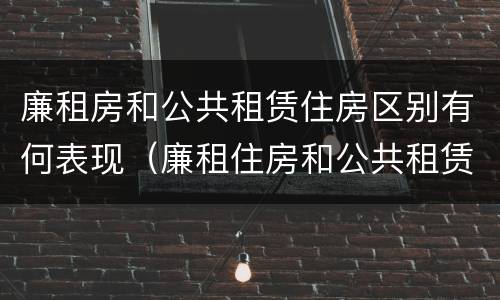 廉租房和公共租赁住房区别有何表现（廉租住房和公共租赁住房的区别和联系）
