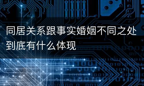 同居关系跟事实婚姻不同之处到底有什么体现