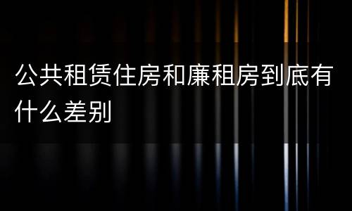 公共租赁住房和廉租房到底有什么差别