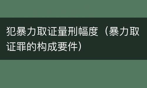 犯暴力取证量刑幅度（暴力取证罪的构成要件）