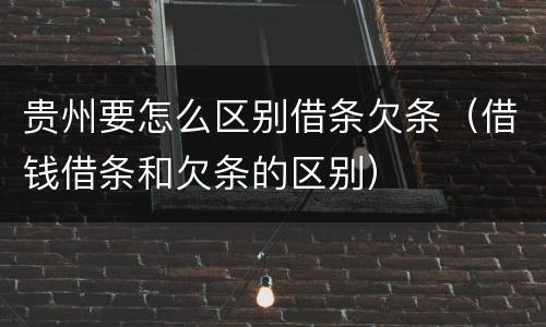 贵州要怎么区别借条欠条（借钱借条和欠条的区别）