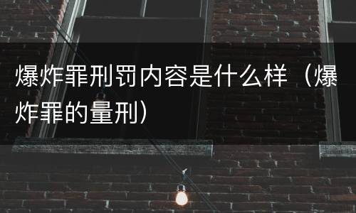 爆炸罪刑罚内容是什么样（爆炸罪的量刑）