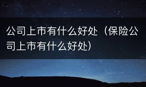 公司上市有什么好处（保险公司上市有什么好处）