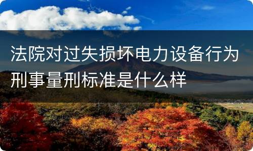 法院对过失损坏电力设备行为刑事量刑标准是什么样