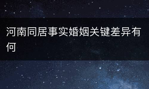 河南同居事实婚姻关键差异有何