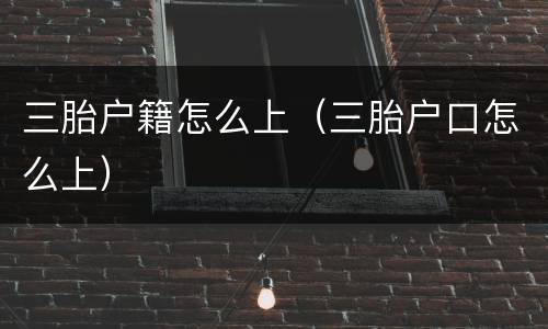 三胎户籍怎么上（三胎户口怎么上）