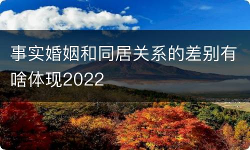 事实婚姻和同居关系的差别有啥体现2022